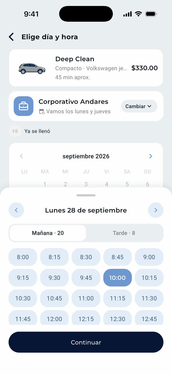 Calendario con los días y horarios de tu torre
